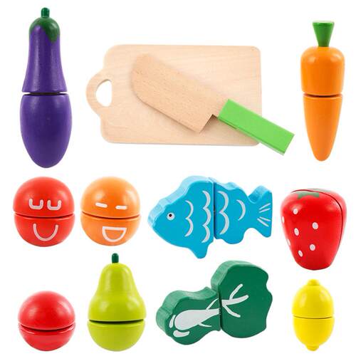 Wooden Cutting Cooking Food Toy Set Magnetic Wood Vegetable1