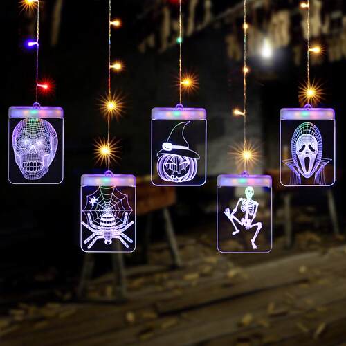 5pcs Halloween glow suction cup light jack-o-lantern pendant
