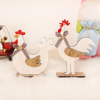 Easter Wooden Rooster Ornaments Christmas Wooden Ornaments H