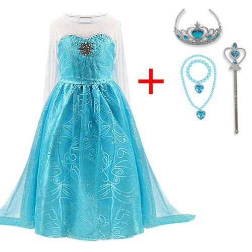 2024 New Elsa Dress For Girl Summer Dress Princess Cosplay C