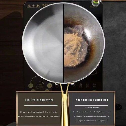 316 Stainless Steel Frying Pan Wok Pan Nonstick Cooking