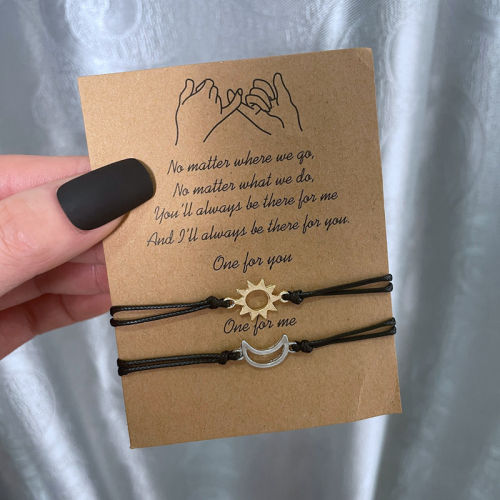 2 PCS/Set Couple Bracelet For Women Lover Sun Moon Star Hear