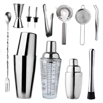 Bartender Kit 9 Piece Boston Cocktail Shaker Stainless Steel