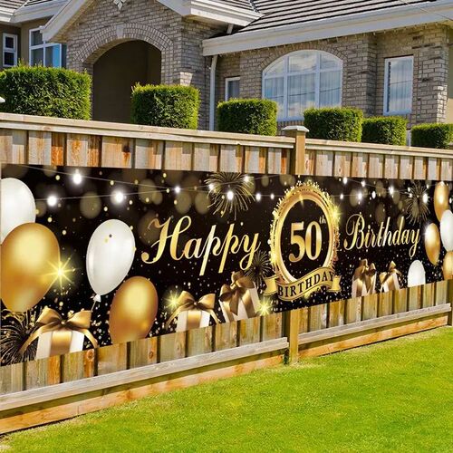 Happy 50th Birthday Backdrop Background Banner For Man Napki
