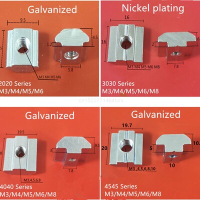M3 M4 M5 M6 M8 M10 T Block Square nuts T-Track Sliding Hamme