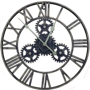 创意齿轮挂钟静音金属复古铁艺装 钟表 饰钟工业风餐厅客厅卧室个性