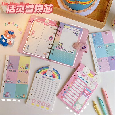 50sheets A6 Cartoon Ring Binder Paper Refill Notebook Cute D