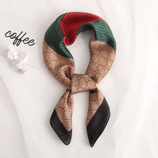 New Hair Handkerchief Printed Satin Women Silk 70cm Scarf