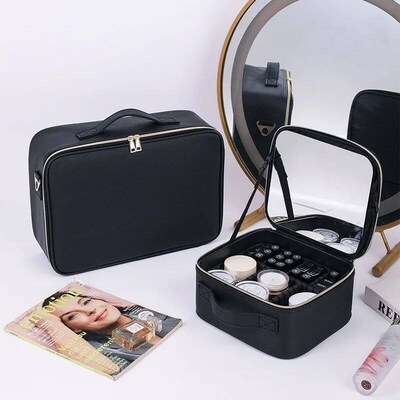 New cosmetic bag heightened with mirror large capacity satch