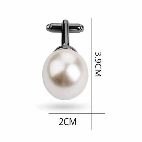 Vintage Beads Cufflinks For Men Round White Imitation Pearl