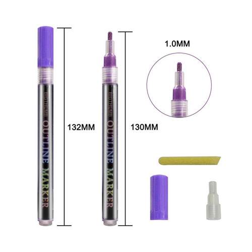 8 12color Shiny Doubleline Outline Pen Color Marker Studen