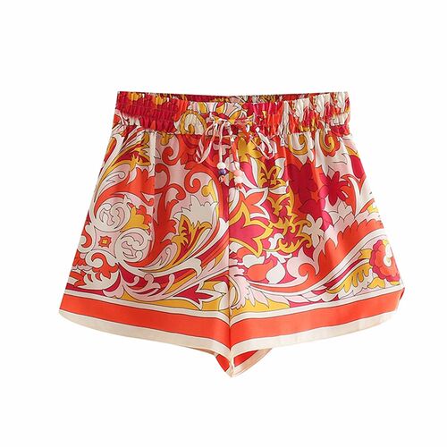 Willshela Summer Two Piece Set Woman Printed Cropped Shirt