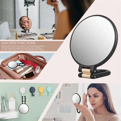 Double Sided Folding Hand Magnifying Handheld Mirror Travel
