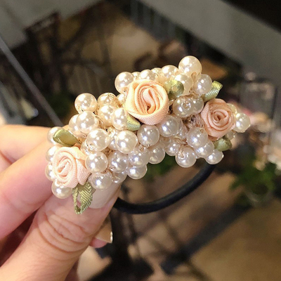 Korea Pearls Beaded Hair Scrunchies Ponytail Hair Tie Sweet