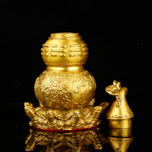 黄铜九龟葫芦摆件开口天医葫芦家用桌面装 饰品八福禄龟办公室摆件