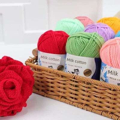 5Ply Soft Milk Cotton Knitting Yarn Needlework Dyed Lanas