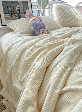 怕冷星人救星定制剪花温柔风毛毯办公室午睡盖毯珊瑚毯子