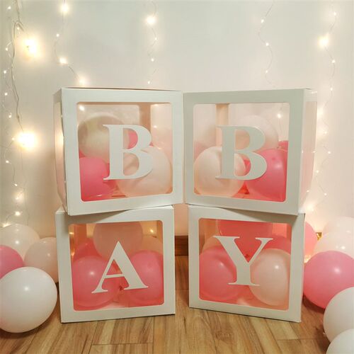 Baby Shower Decorations Boy Girl 30cm Transparent Box First