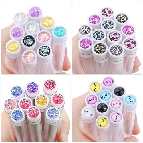 20pcs Reusable Eyebrow Brush Tube Leopard Serpentine Diamond