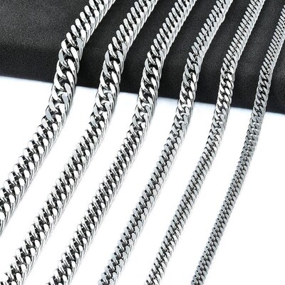 Mens Stainless Steel Curb Cuban Necklace Chain High Quality