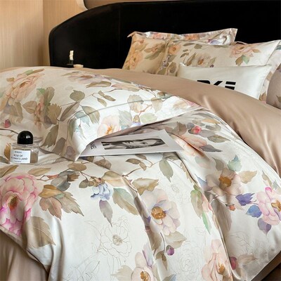 All-cotton 4pc bedding set sheet quilt blanket duvet cover