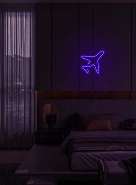 卧室游戏间装饰灯 irPlne LED Neon Sign 飞机霓虹灯发光字定制