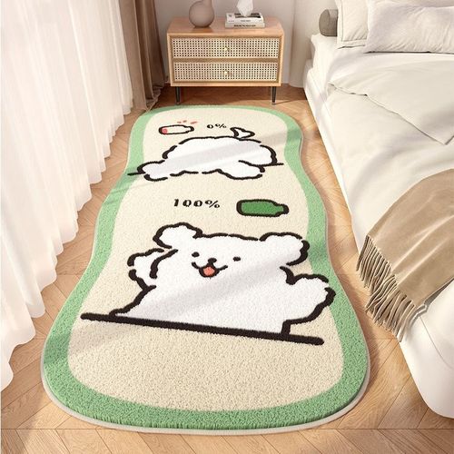 卧室床边毯线条小狗长条地毯可爱卡通细沙羊绒家居沙发地毯飘窗垫