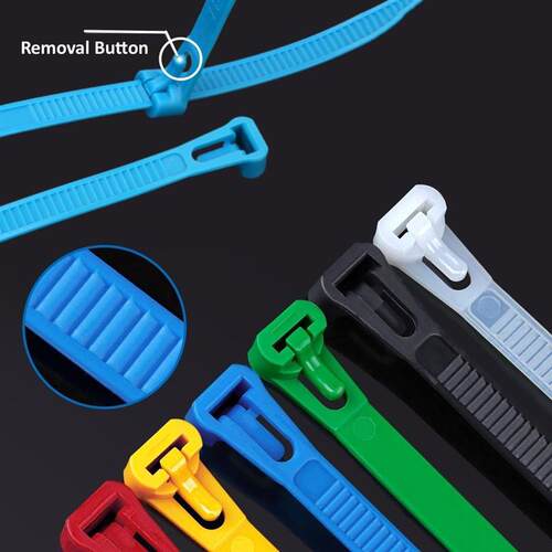 Nylon Reusable Cable Zip Ties Releasable Fixed Binding Color