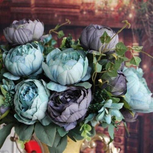 Artificial Fake Peony Silk 12 Heads Flowers Bridal Flower Ar