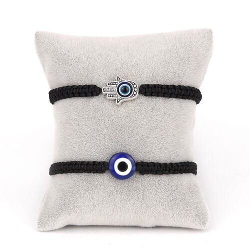 2PCS Blue Evil Eye Couple Bracelet Sets for Woman Men Charm