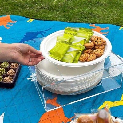 Picnic Paper Plate Organizer Acrylic Paper Plate Dispenser
