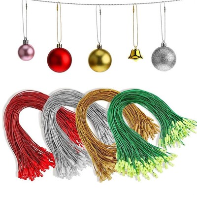100Pcs Christmas Ornaments Hanger String Ornament Hook Ropes
