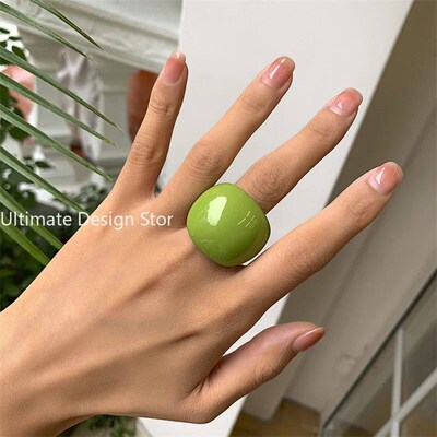 Exaggerated Plain Ring Fashion rend Candy Color Acrylic Geom