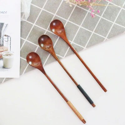 Long Handle Wooden  Winding Spoon Coffee Milk Tea and Honey