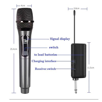 Wireless Microphone Karaoke Dynamic VHF Handheld Professiona