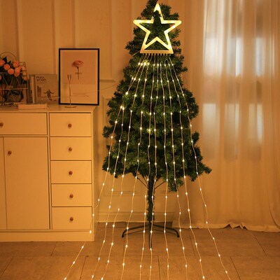 Led Five-pointed Star Waterfall Flowing Water Light String C