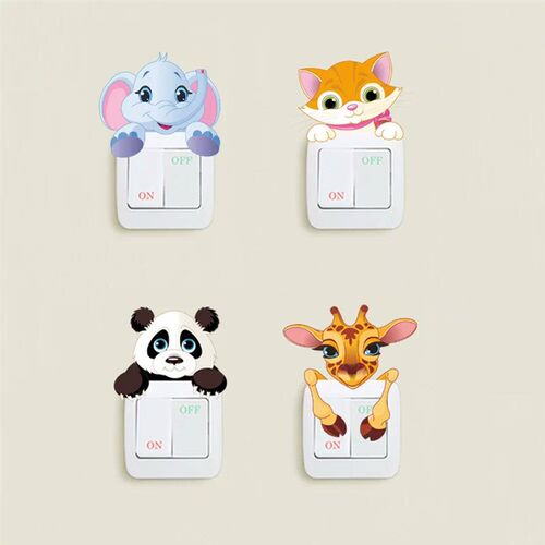 Cartoon Cute Elephant Kitten Panda Socket Switch Wall er Vin
