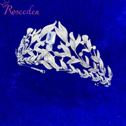 Stunning Copper Cubic Zircon Wedding Tiara CZ Bridal Bridesm