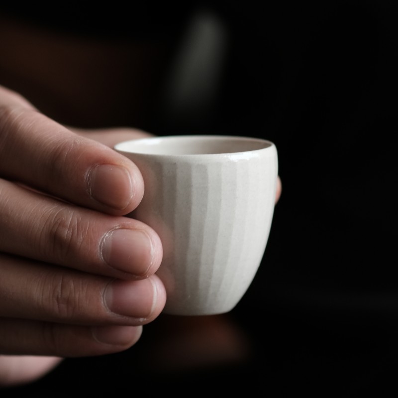 陶作者手工拉坯手作肌理 茶杯品茗杯 闻香杯 草木灰釉茶杯
