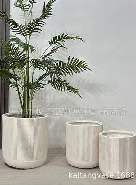 时地尚条纹落花瓶厅酒店展饰家居氧装化镁花盆插JY03193花写字楼