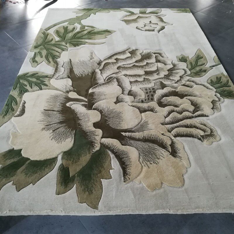 纯羊毛奢华手工地毯加厚客厅茶几卧室书房地垫玄关入户餐桌定制