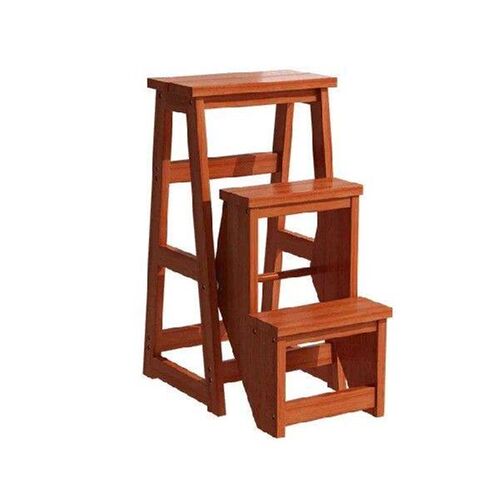 Thickened and Heightened Two-step Folding Solid Wood Ladder
