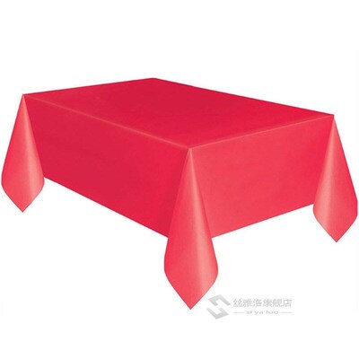 Plastic Rectangle Table Cover Cloth Wipe Clean Party Red Whi