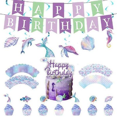 Set Tablecloth Paper Cups Plate Backdrop Banner Baby