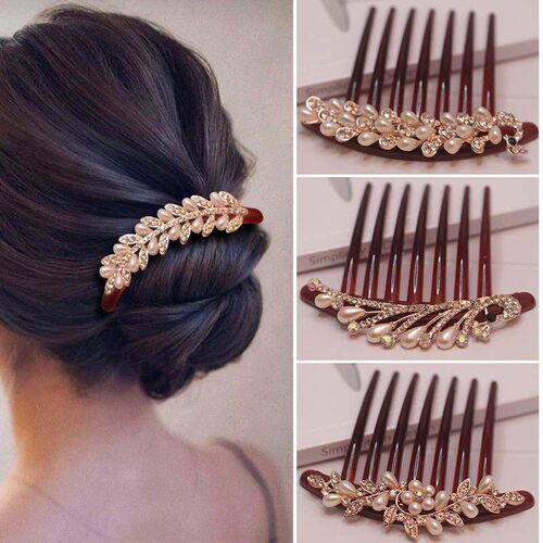 Pearl Seven-tooth Comb Hair Comb Inlaid Rhinestone Coil Hair