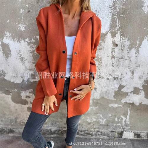 2025 Womens Solid lor Thickened Long-sleeved Woolen at at