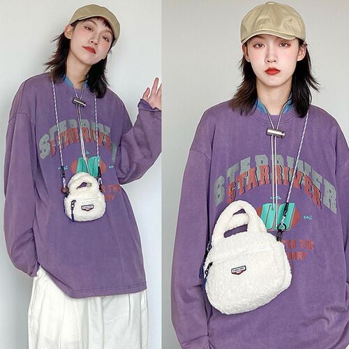 Fashion Women Shoulder Crossbody Bag Woolen Splicing Autumn