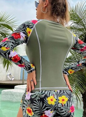 2024 New Tankini Women Swimsuit Tropical Print Bikini Set Lo