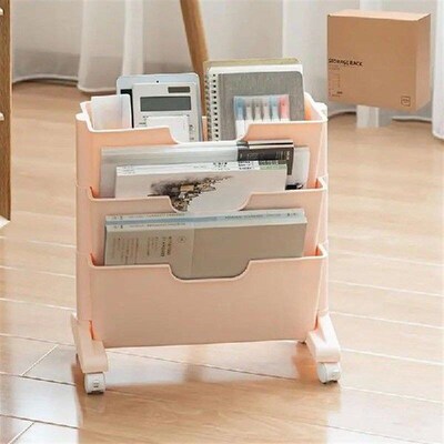 Rolling Uftility Book Cart 3-Layered Movable Book Storage