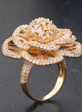 Bride Talk Beautiful Flower Shape Romantic Bridal Ring Cubic